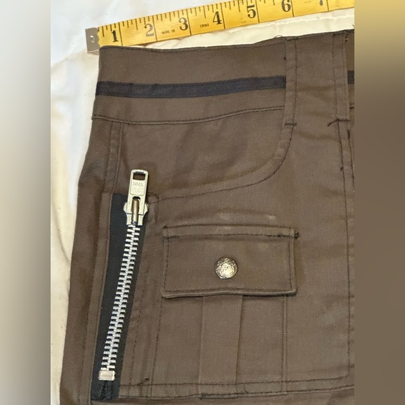 Vintage 00s Lip Service Rare Military Style Green Cargo Mini Skirt sz Large - Picture 4 of 9